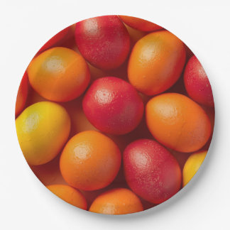 Trendy orange&yellow Easter Eggs Pattern Paper  Paper Plate