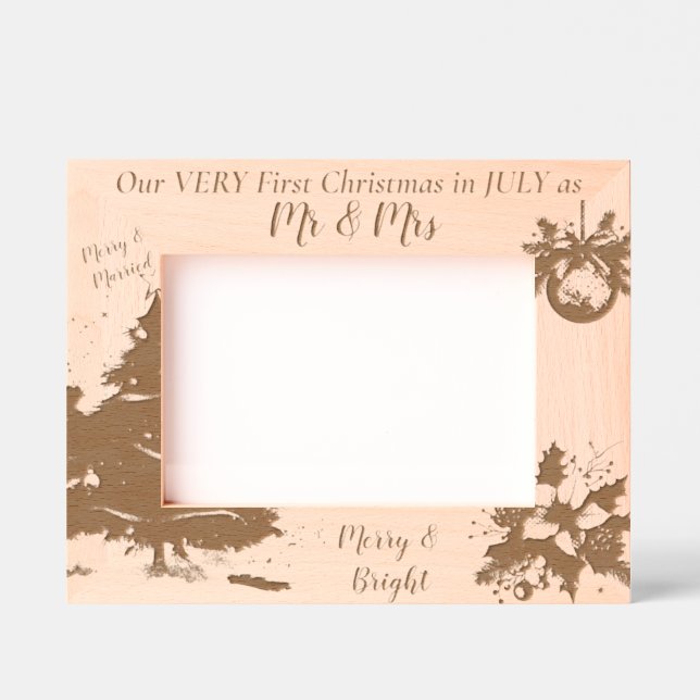 Trendy Our Very First Christmas in JULY  Etched Frames (Front)