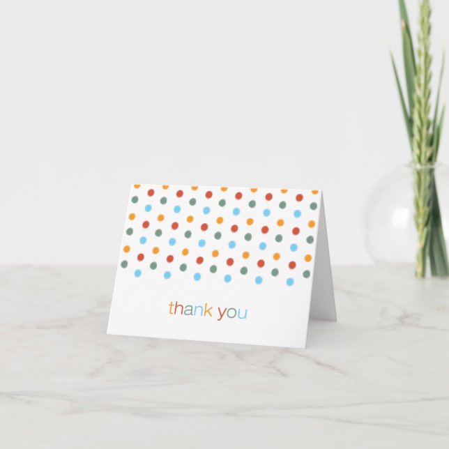 Trendy Painted Polka Dots Thank You Note Card (Front)