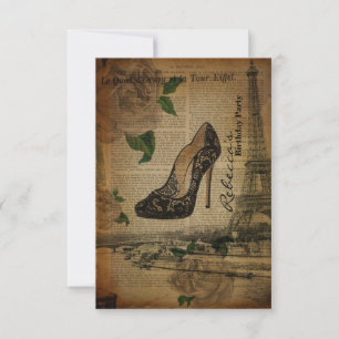 trendy parisian girly stiletto birthday card