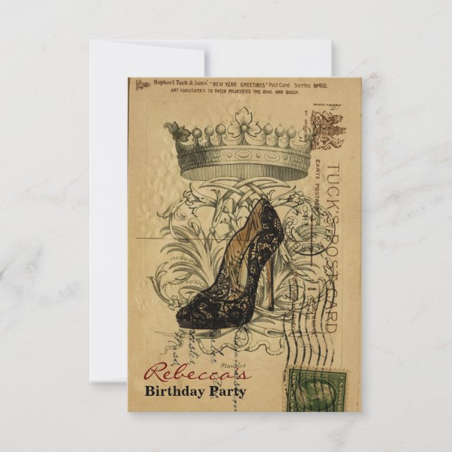 trendy parisian girly stiletto birthday card (Front)