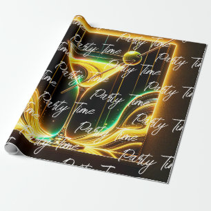 Trendy Party Time Neon Personalised Wrapping Paper
