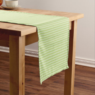 Trendy Pastel Bright Lime Green Stripes Pattern Medium Table Runner