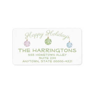 Trendy Pastel Green Happy Holidays Ornaments Label