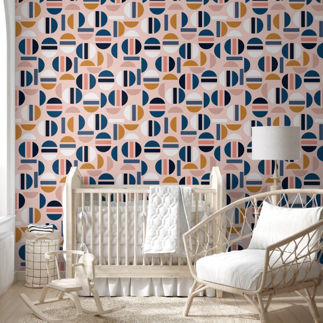 Trendy Pastel Modern geometric half circle Wallpaper (Kids)