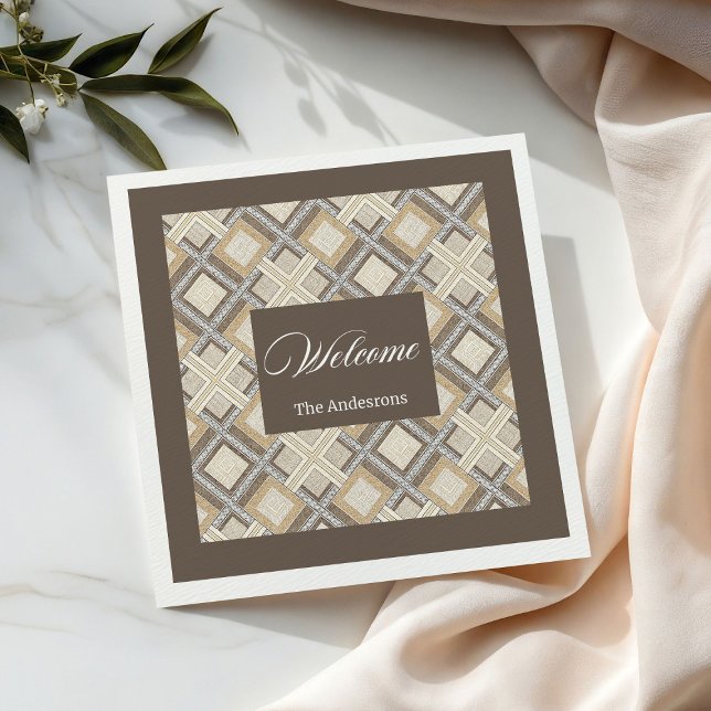 Trendy Pastel Napkins Custom Name Chic Geometry (Trendy Pastel Napkins Custom Name Chic Geometry)