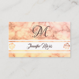 Trendy Pastel Orange Marble with your Monogram Business Card