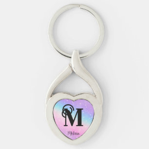 Trendy Pastel Pink and Purple Key Ring