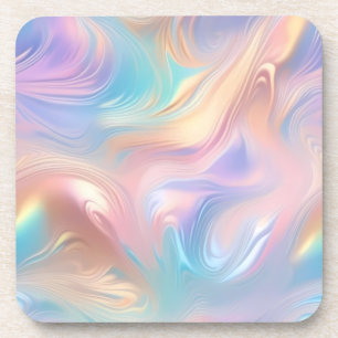 Trendy pastel Pink Blue yellow abstract waves Coaster