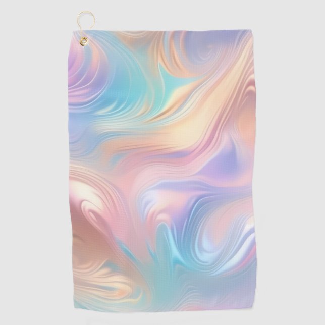 Trendy pastel Pink Blue yellow abstract waves Golf Towel (Front)