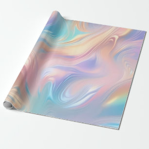 Trendy pastel Pink Blue yellow abstract waves Wrapping Paper