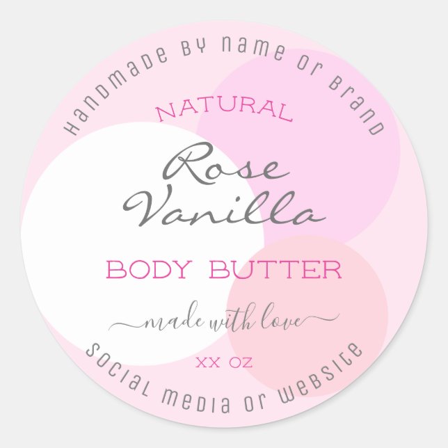 Trendy Pastel Pink Colours Product Packaging Label (Front)