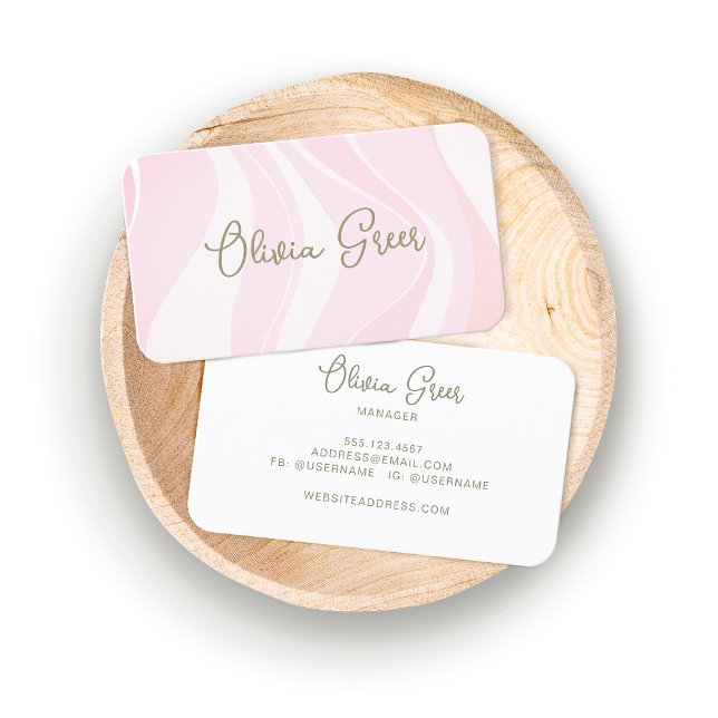 Trendy Pastel Pink Retro Waves  Business Card (Creator Uploaded)