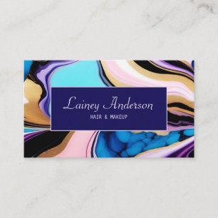 Trendy pastel purple pink blue Gold faux marble Business Card