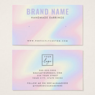 Trendy pastel rainbow logo stud earring display