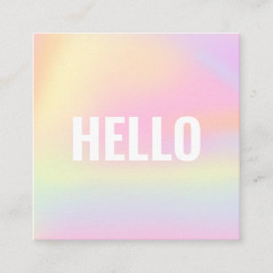 Trendy Pastel Rainbow Unicorn Gradient Hello Squar Square Business Card