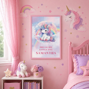 Trendy Pastel Unicorn Magical Day Birthday Wall Ar Poster