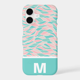 Trendy Pastel Watercolor Leaves Pattern Monogram