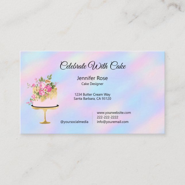 Trendy Pastry Chef Bakery Cake Business Cards (Front)