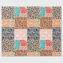 Trendy Patchwork Animal Print & Floral Wrapping Pa