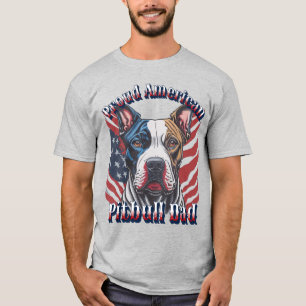 Trendy Patriotic Proud American Pitbull Dad  T-Shirt