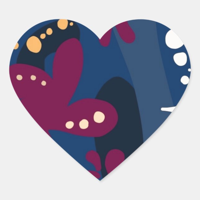 Trendy Pattern accessories, abstract blue pink Heart Sticker (Front)