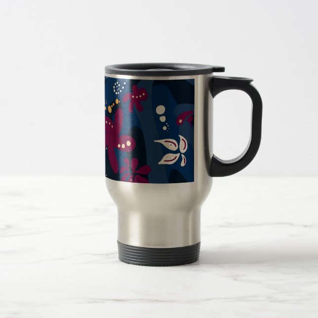 Trendy Pattern accessories, abstract blue pink Travel Mug (Right)