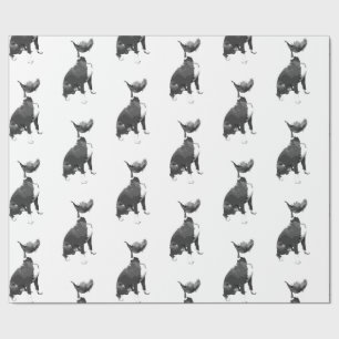 Trendy pattern black and white Pit Bull dog Wrappi Wrapping Paper