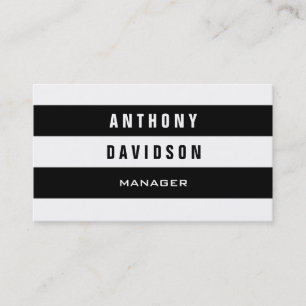 Trendy Pattern White Black Striped Business Card