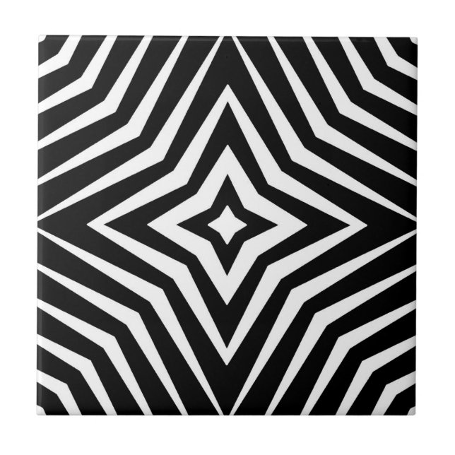 Trendy pattern with stars black and white M7 Tile (Front)
