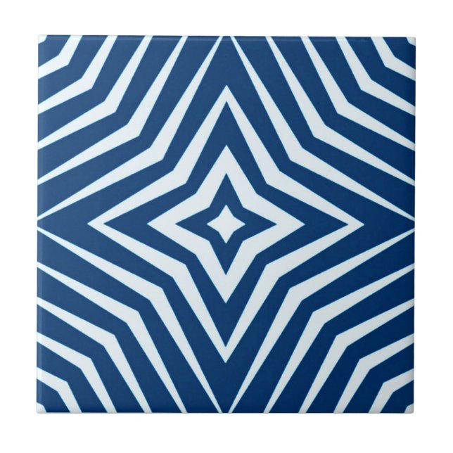 Trendy pattern with stars white and blue M5 Tile (Front)