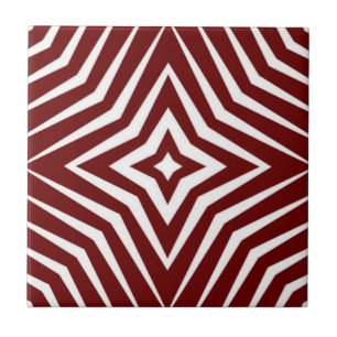 Trendy pattern with stars white and brick red M6 Tile