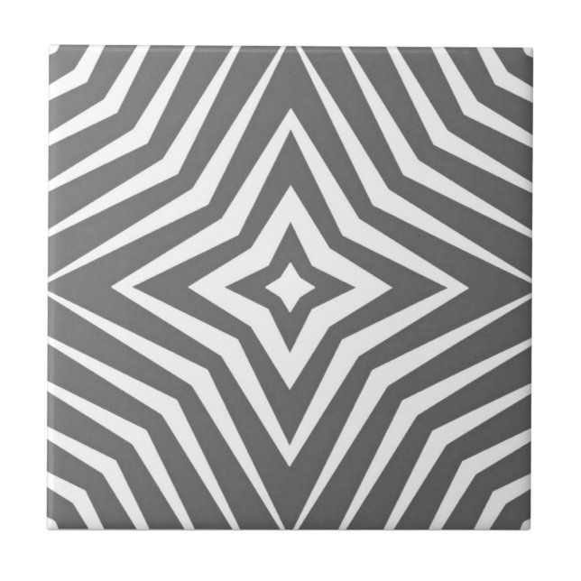 Trendy pattern with stars white and grey M4 Tile (Front)