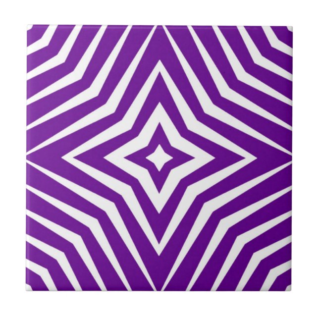 Trendy pattern with stars white and purple M8 Tile (Front)