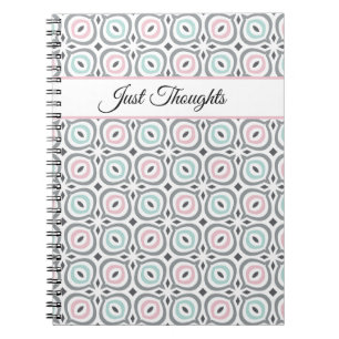 Trendy patterns of pastel gray, pink and blue notebook