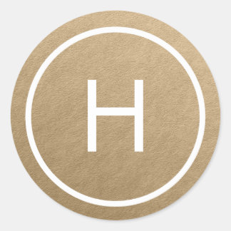 Trendy Peace Round Monogram Stickers - Gold