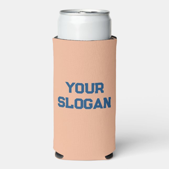 Trendy Peach and Blue Colours Minimal Personalised Seltzer Can Cooler (Seltzer Front)