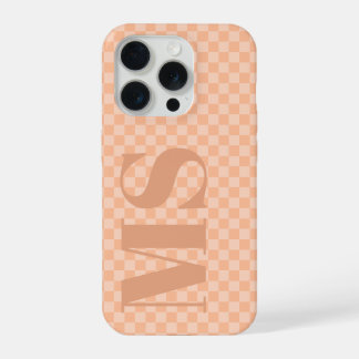 Trendy Peach Fuzz Check Personalised Initials iPhone 15 Pro Case