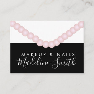 Trendy Pearls Block Makeup Artist Nail Salon Business Card