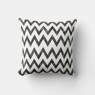 Trendy Pencil Black and White Chevron Pattern Cushion