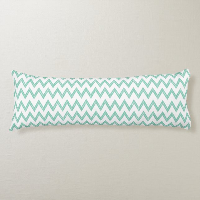 Trendy Pencil Mint Green Chevron Zigzags Pattern Body Cushion (Front)
