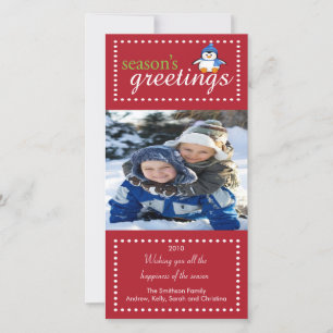 Trendy Penguin Family Christmas Photo Card