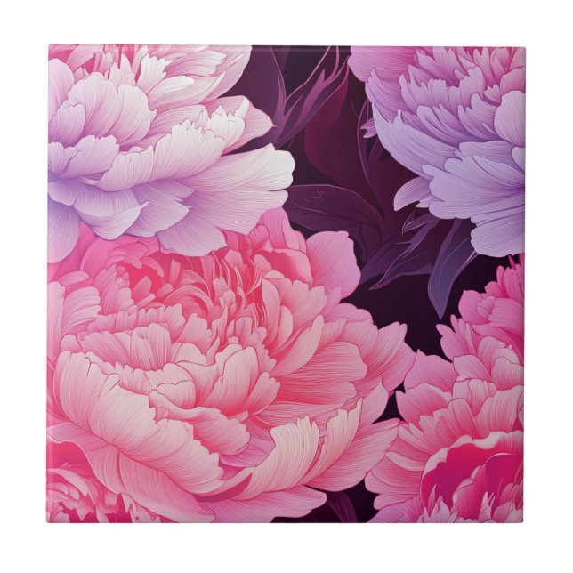 Trendy Peonies Ceramic Tiles  For Cosy Interiors (Front)