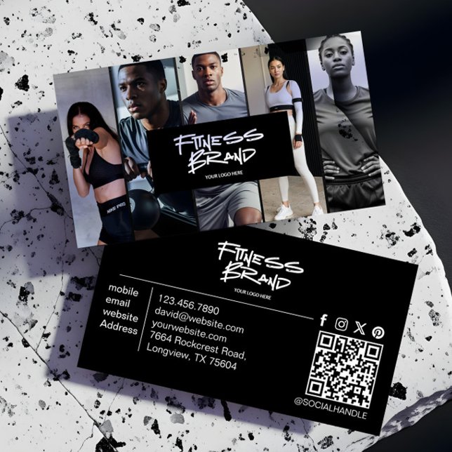 Trendy Personal Trainer Fitness Photo Collage Business Card (Trendy Personal Trainer Fitness Photo Collage Business Card)
