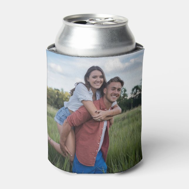 Trendy Personalised 2 Photo Template Double Sided  Can Cooler (Can Front)