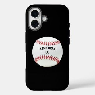 Trendy Personalised Baseball Name and Number iPhone 16 Case