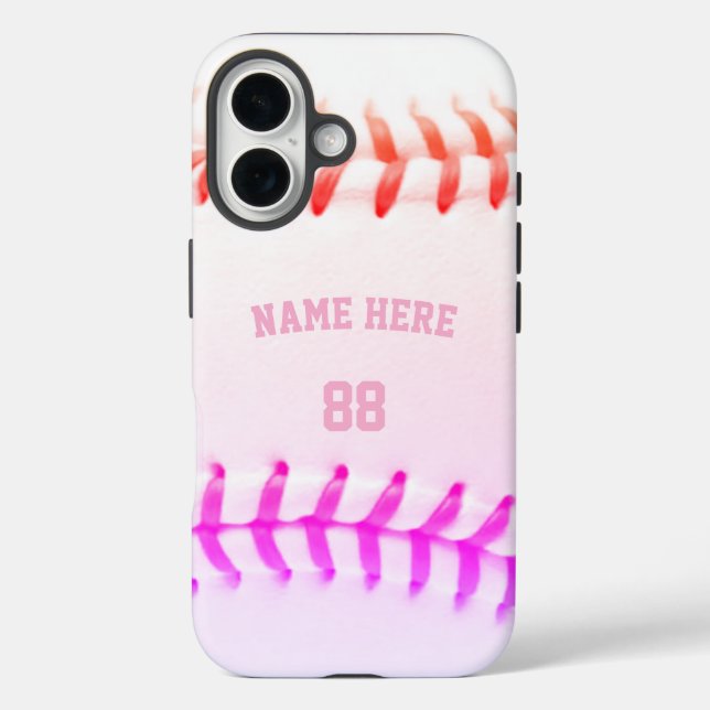 Trendy Personalised Baseball Name and Number girly Case-Mate iPhone Case (Back)