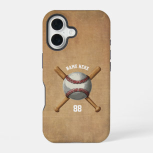 Trendy Personalised Baseball Name and Number iPhone 16 Case