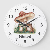 Trendy Personalised Cute Happy Frog and Mushrooms 