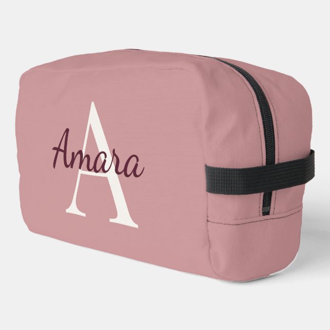 Trendy Personalised Dopp Kit | Tea Rose Pink  (Left Corner)